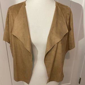 Chico's Tan Suede-Like Open Front Light Jacket or Vest